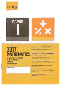 2017 Mathematics Exam Paper I