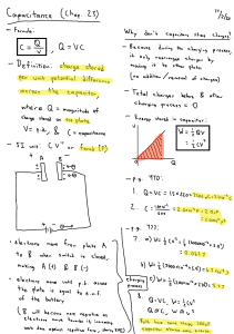 Capacitance Lecture Notes: Physics, Electromagnetism