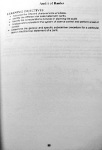 Audit of Banks: Learning Objectives