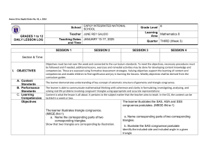 Math 8 Daily Lesson Log: Triangle Congruence (Week 3)