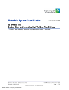 Carbon Steel & Low Alloy Pipe Fittings Specification