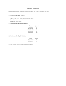 Database Exam: SQL, Relational Algebra, Tuple Calculus