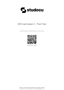 Mathematics Exam Paper - April 2023