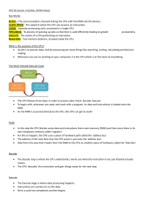 CPU Structure, Function & Performance: Lecture Notes