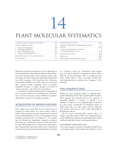 Plant Molecular Systematics: DNA & Phylogeny