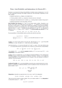 Joint Probability & Independence: Discrete RVs Notes