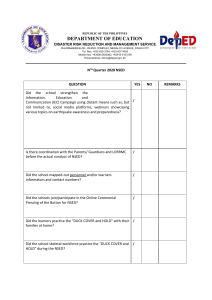 NSED School Drill Report: Earthquake Preparedness