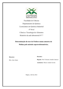 Determinação de Fósforo em Molina: Relatório Laboratorial