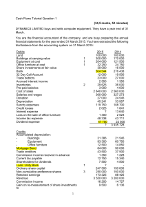 Cash Flow Statement Tutorial Question