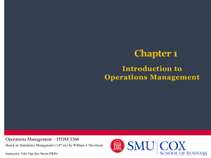 Operations Management Introduction: ITOM 3306