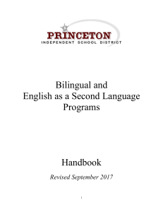 Princeton ISD Bilingual/ESL Programs Handbook