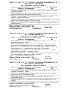 Parallel Computing Exam Questions - TUIT