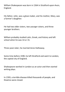 Shakespeare's Life Timeline