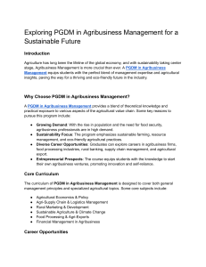 PGDM in Agribusiness Management: A Sustainable Career
