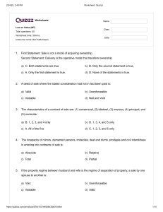 Law on Sales Worksheet: Practice Questions & Answers