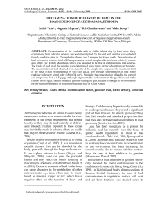 Lead Levels in Addis Ababa Roadside Soils: A Study