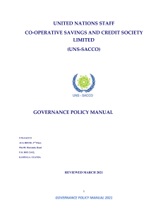 UNS-SACCO Governance Policy Manual