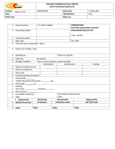 Amlodipine 5mg Batch Manufacturing Record