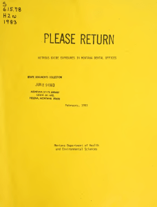 Nitrous Oxide Exposure in Montana Dental Offices Report