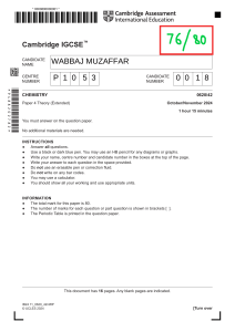 Cambridge IGCSE Chemistry Exam Paper - Theory (Extended)