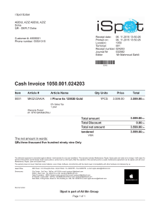 iSpot iPhone 6s Receipt - Purchase Details & Warranty