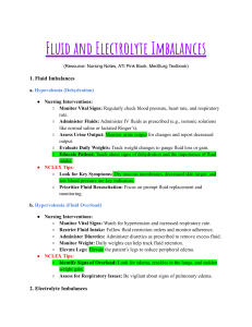 Fluid & Electrolyte Imbalances: Nursing Study Guide