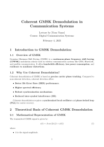 Coherent GMSK Demodulation: Lecture Notes