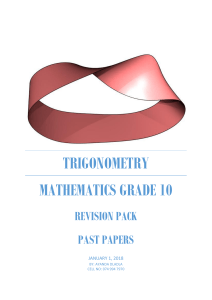 Grade 10 Trigonometry Revision Pack: Past Papers