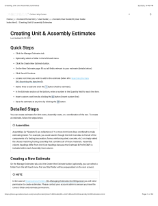 Creating Unit & Assembly Estimates User Guide