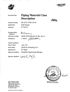 Piping Material Class Description - Engineering Document