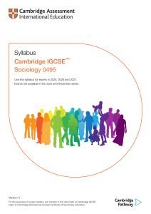 Cambridge IGCSE Sociology 0495 Syllabus (2025-2027)