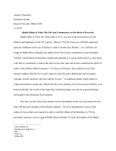 Rabbi Elijah of Vilna & Proverbs Commentary