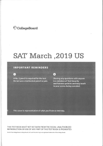 SAT March 2019 US Test Booklet Cover