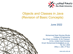 Java Objects and Classes: Basic Concepts Presentation