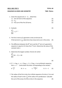 Sequences, Series & Geometry Test - High School