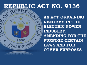 Electric Power Industry Reform Act of 2001 (Republic Act 9136)