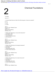 Molecular Cell Biology Test Bank: Chemical Foundations