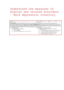 Beck Depression Inventory Questionnaire