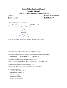 Class VI Mathematics Exam Paper