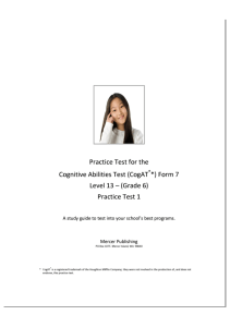 CogAT Practice Test (Grade 6) Form 7