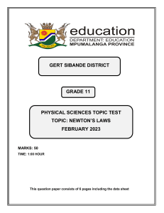 Grade 11 Physics: Newton's Laws Topic Test