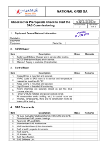 SAS Commissioning Prerequisite Checklist