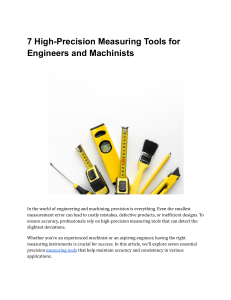 Precision Measuring Tools for Engineers & Machinists