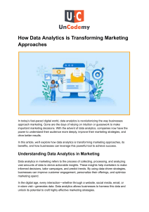 Data Analytics in Marketing: Transforming Approaches