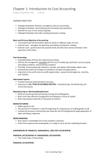 Cost Accounting: Introduction & Concepts