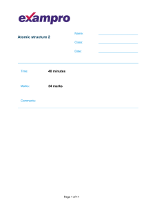 Atomic Structure Exam Paper: High School Chemistry