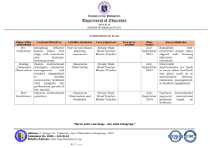 Intervention Plan: Mabalacat City Education