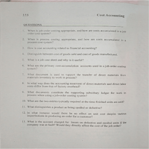 Cost Accounting Questions: Job-Order & Process Costing