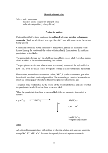 Salt Identification: Cation & Anion Tests