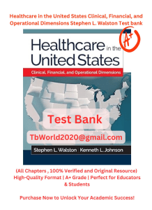 Healthcare in US Test Bank: Clinical, Financial, Operational